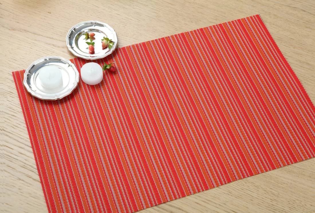 Red and orange fine stripes Red Fine-Stripe Placemat, model AOL-PM-022