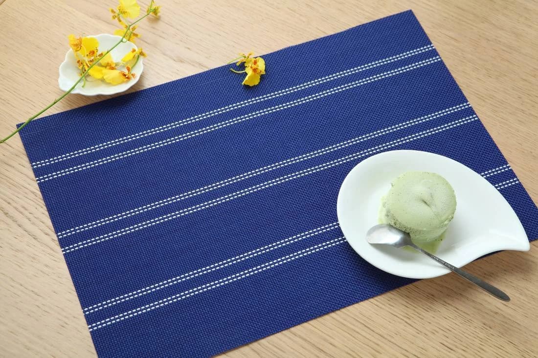 Navy with horizontal white stripes Navy Horizontal Stripe Placemat, model AOL-PM-024