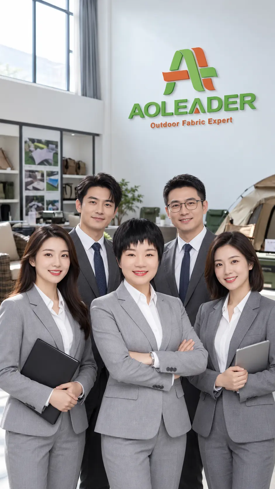 AOLEADER leadership team in the showroom
