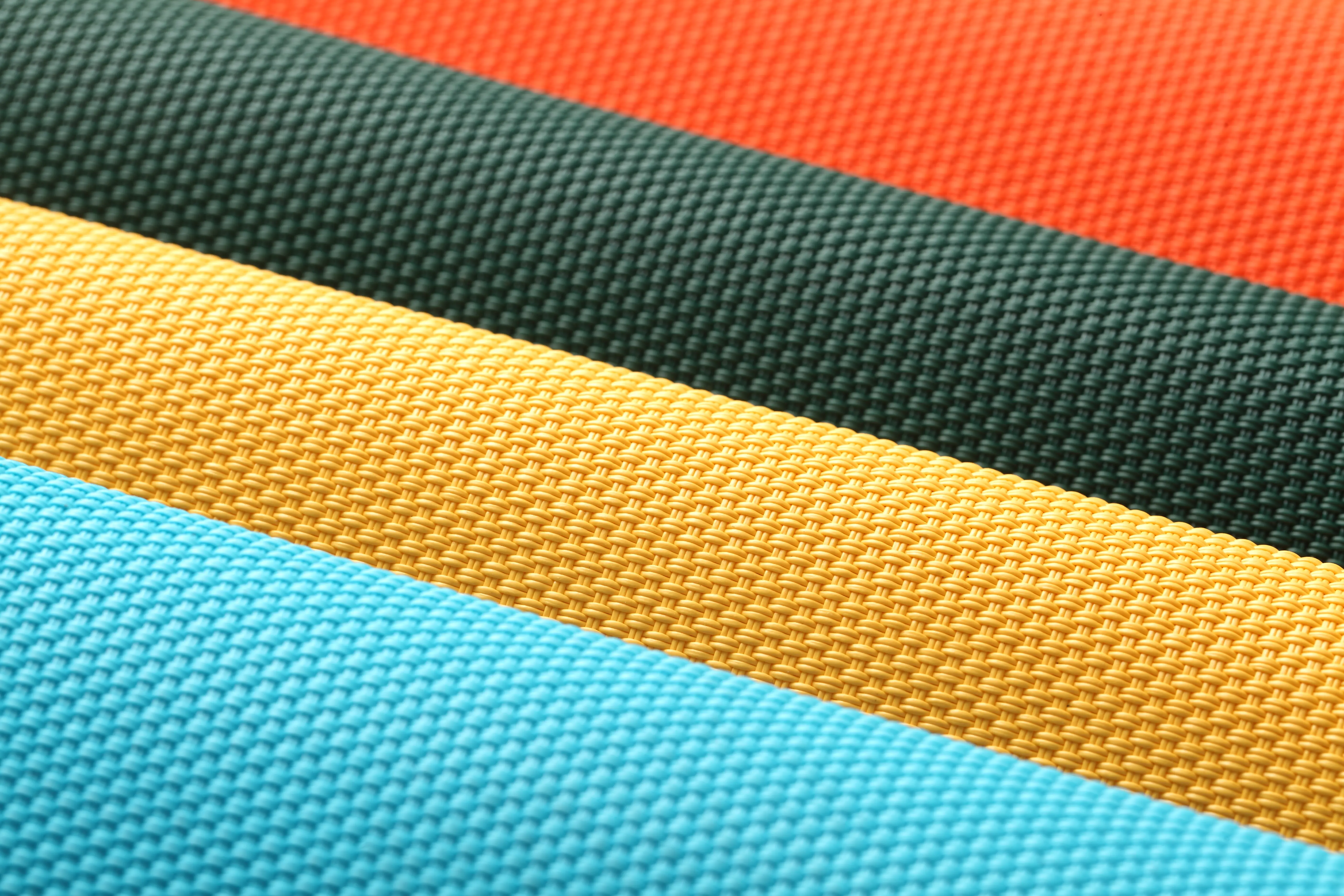 Woven outdoor mesh fabric selected for poolside and safety applications